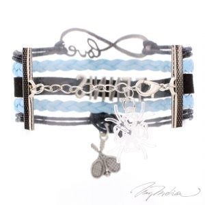 Pulsera de Rodio y Cuero TENIS1 Azul Colección Alcalá de Henares