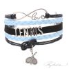 Pulsera de Rodio y Cuero TENIS1 Azul Colección Alcalá de Henares