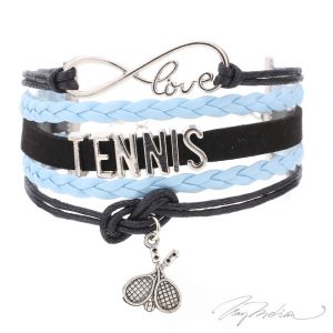 Pulsera de Rodio y Cuero TENIS1 Azul Colección Alcalá de Henares