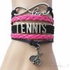 Pulsera de Rodio y Cuero TENIS1 Fucsia Colección Alcalá de Henares
