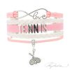 Pulsera de Rodio y Cuero TENIS1 en Rosa y Blanco Colección Alcalá de Henares