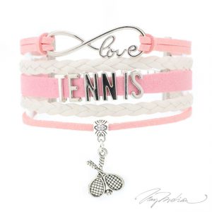 Pulsera de Rodio y Cuero TENIS1 en Rosa y Blanco Colección Alcalá de Henares