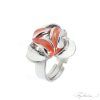 Anillo de la Colección Cervantes en Rodio y Esmalte Naranja