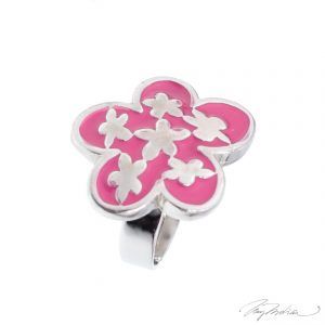 Anillo de la Colección Cervantes en Rodio y Esmalte Fucsia Flor de Estrellas