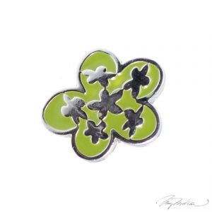 Anillo de la Colección Cervantes en Rodio y Esmalte Verde Flor de Estrellas