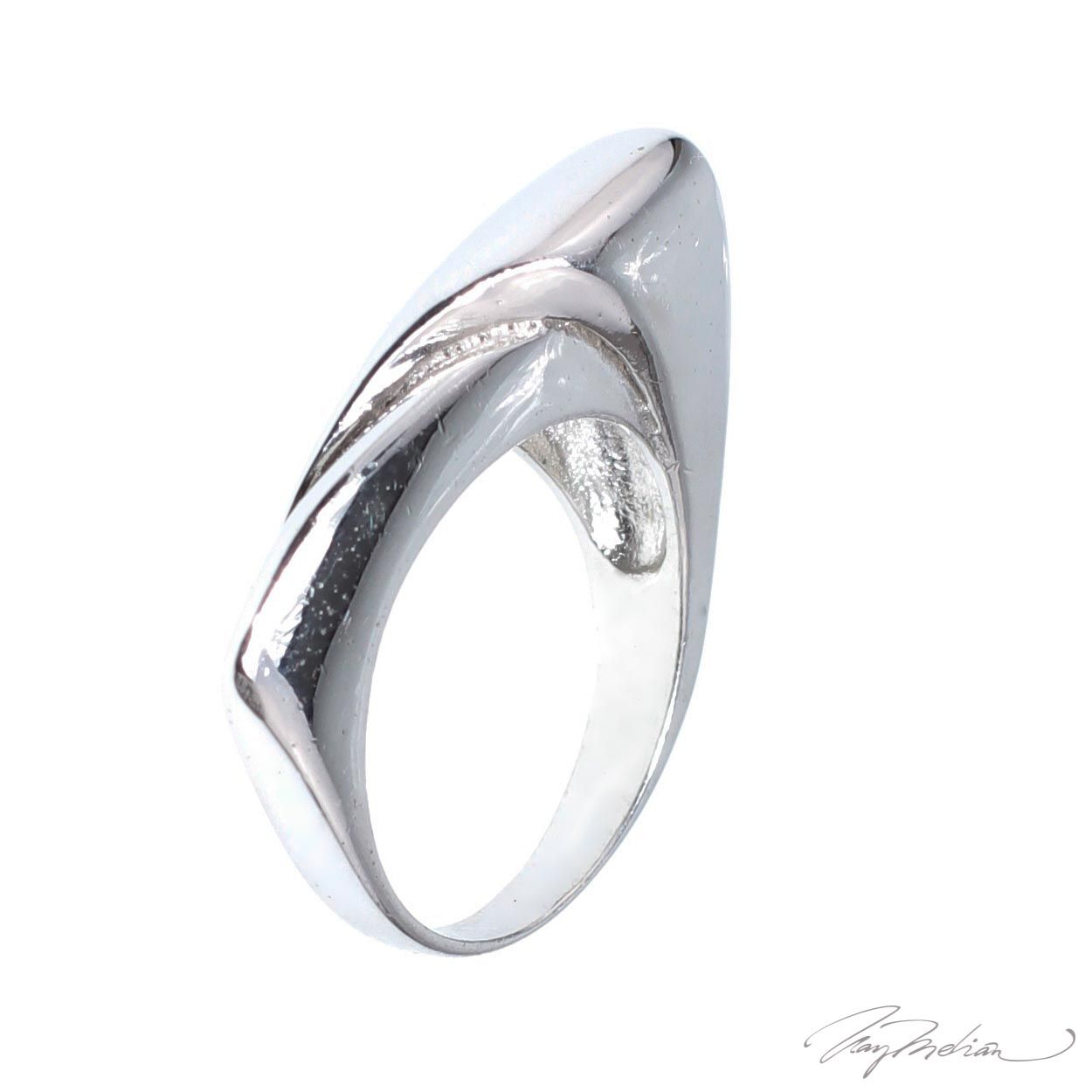 Anillo de la Colección Arte de Cervantes en Rodio. Modelo asimétrico