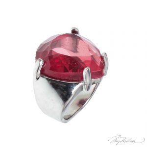 Anillo de la Colección Cervantes en Rodio y Cristal Rosa