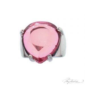 Anillo de la Colección Cervantes en Rodio y Cristal Rosa