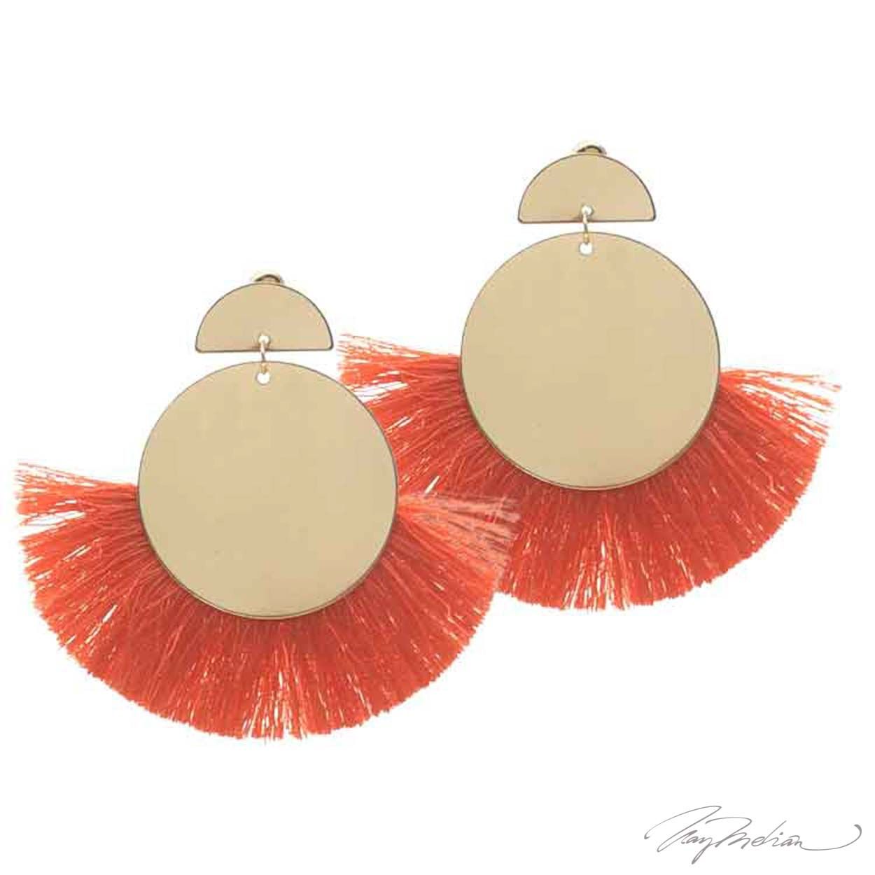 Pendientes Círculo Flecos Naranja de la Colección Cervantes