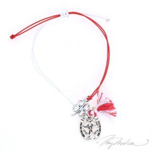 Pulsera Martisor HILTRE Rojo y Blanco con Herradura de la Colección MARTIE