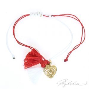 Pulsera Martisor HILCOR Rojo y Blanco con Herradura de la Colección MARTIE