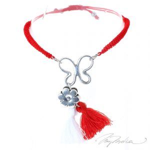 Pulsera Martisor CORTEMARFLO Roja tejida con Mariposa de la Colección MARTIE