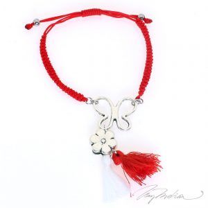 Pulsera Martisor CORTEMARFLO Roja tejida con Mariposa de la Colección MARTIE