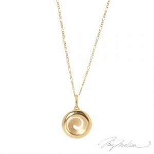 Collar con Círculo abstracto de Espiral de 18K de la colección Alcalá de Henares