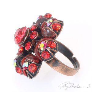 Anillo de Zamak esmerilado CRISFLOR2 Rojo de la Colección CORONA VENCIDA