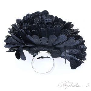Anillo de Bisutería Flor de Tela FLOR2 Negro de la Colección CORONA