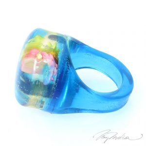 Anillo de Diseño Metacrilato Turquesa METACORAZ de la Colección CORONA