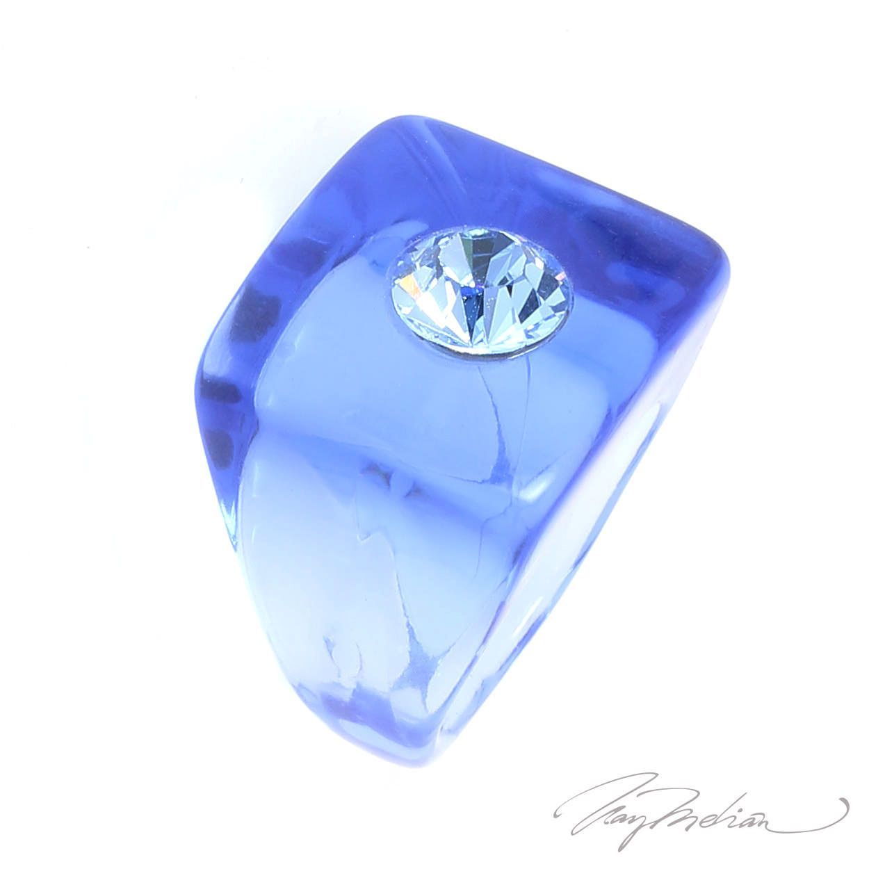 Anillo de Metacrilato Cuadrado Azul METACUAD de la Colección CORONA