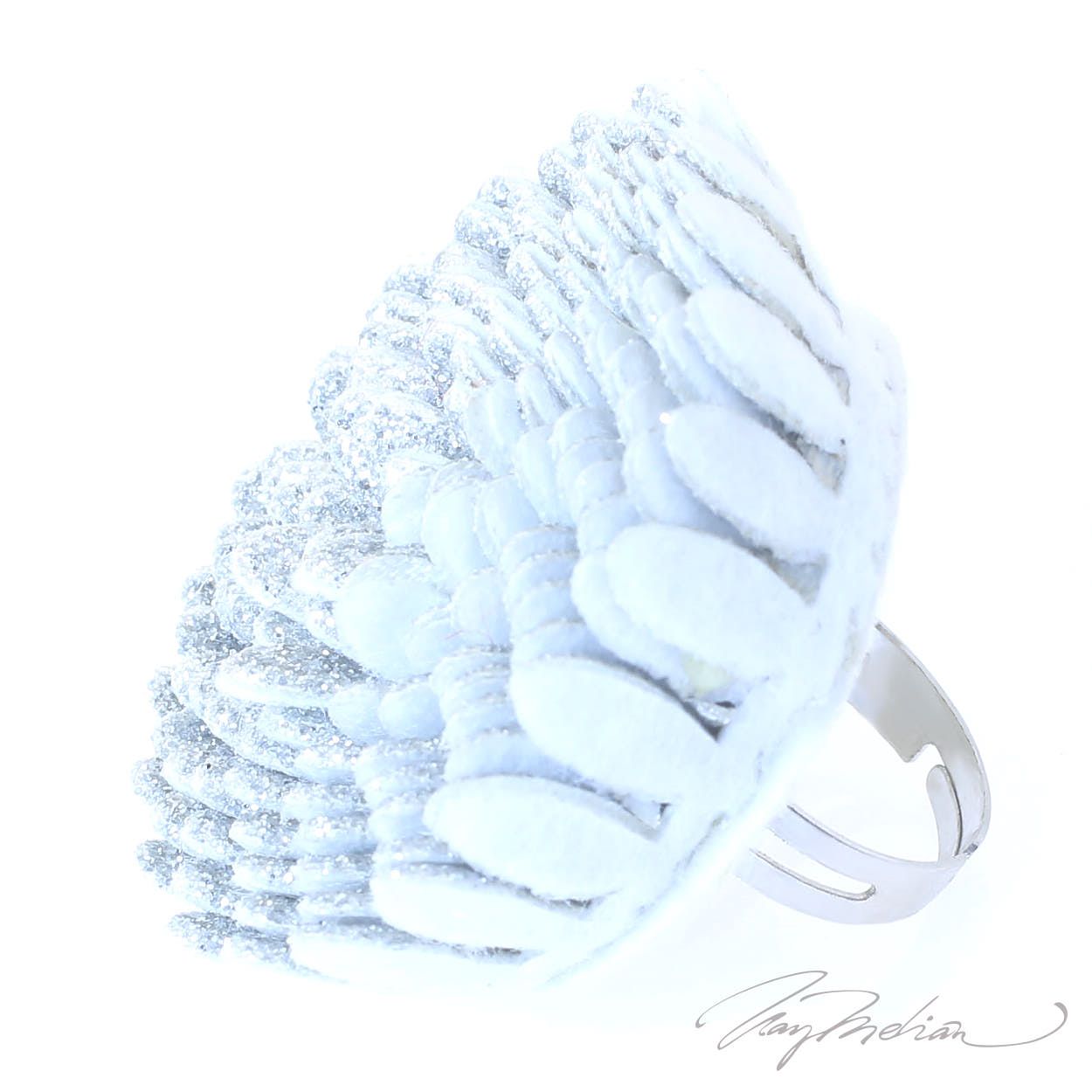 Anillo de Flor de Tela de fieltro Beige FLORFIE de la Colección CORONA - Imagen 2