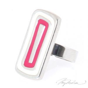 Anillo de Rodio y Esmalte Fucsia RECTCAN de la Colección CORONA