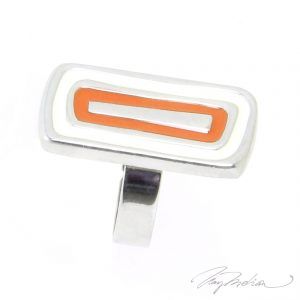 Anillo de Rodio y Esmalte Naranja RECTCAN de la Colección CORONA