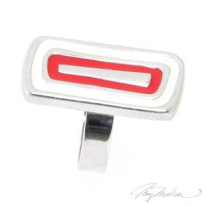 Anillo de Rodio y Esmalte Rojo RECTCAN de la Colección CORONA