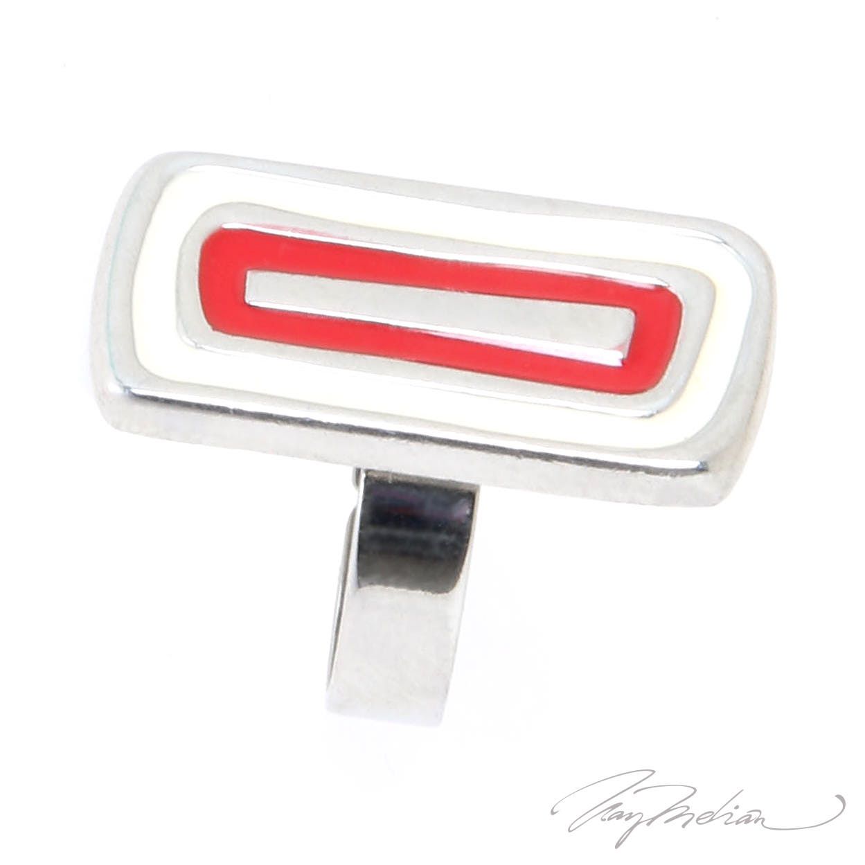 Anillo de Rodio y Esmalte Rojo RECTCAN de la Colección CORONA
