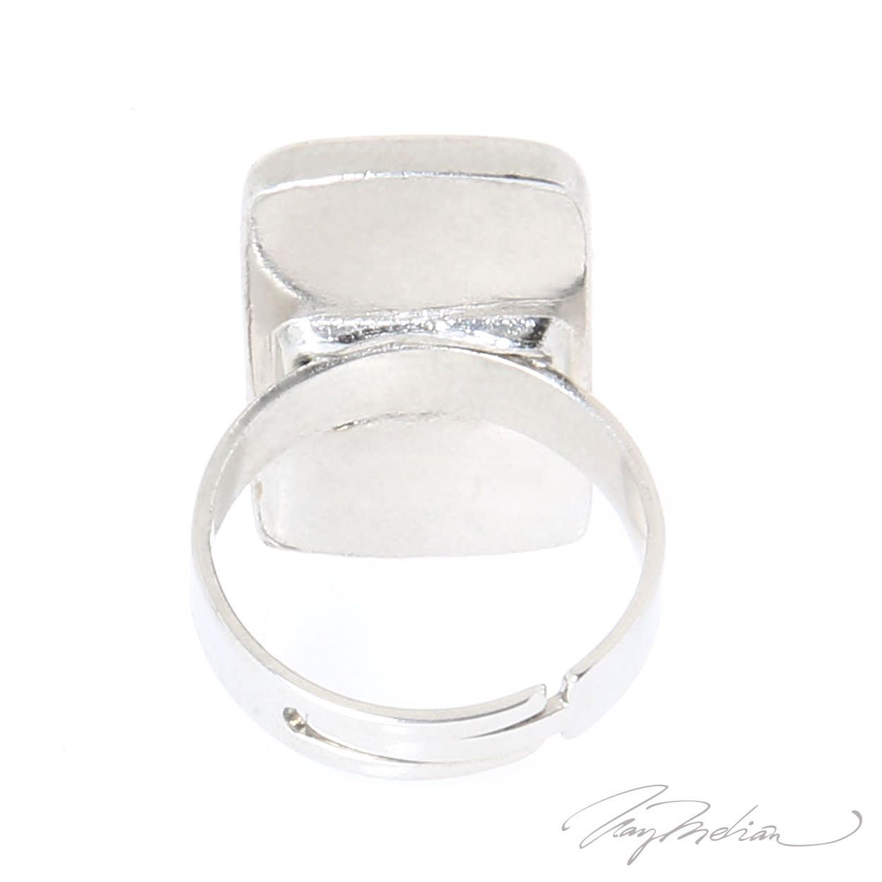 Anillo de Rodio y Esmalte Rojo RECTCAN de la Colección CORONA - Imagen 4