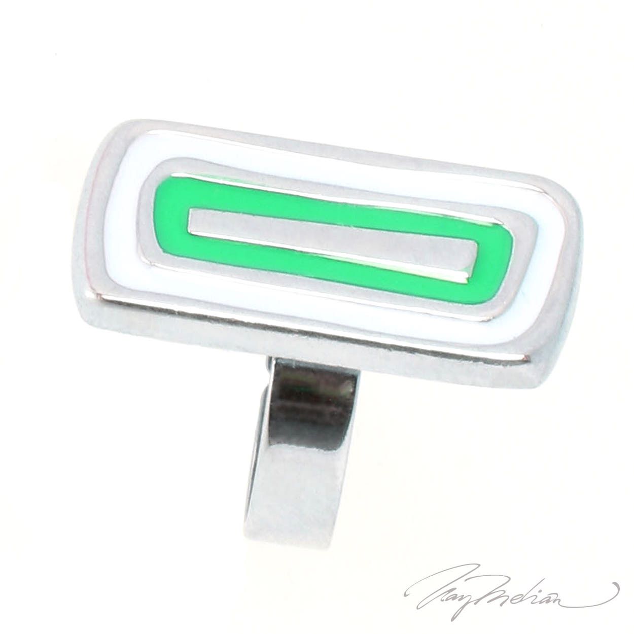 Anillo de Rodio y Esmalte Verde RECTCAN de la Colección CORONA