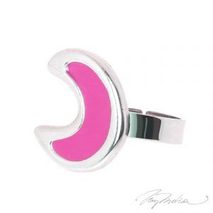 Anillo de Rodio y Esmalte Fucsia LUNA2 de la Colección CORONA