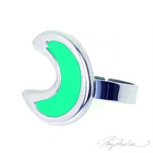 Anillo de Rodio y Esmalte Verde LUNA2 de la Colección CORONA