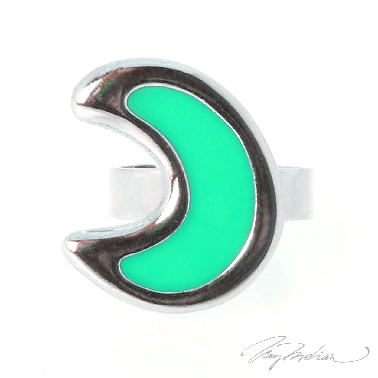 Anillo de Rodio y Esmalte Verde LUNA2 de la Colección CORONA - Imagen 3