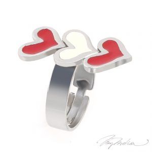 Anillo de Rodio y Esmalte Rojo y Blanco CORAZ1 de la Colección CORONA