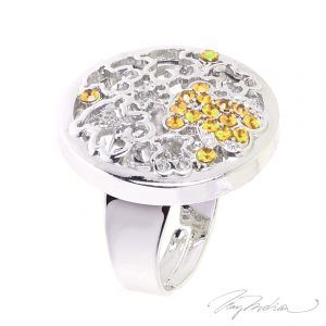 Anillo de Rodio y cristal de Swarovski Amarillo OSOCIRC2 de la Colección CORONA