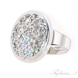 Anillo de Rodio y cristal de Swarovski multicolor OSOCIRC2 de la Colección CORONA