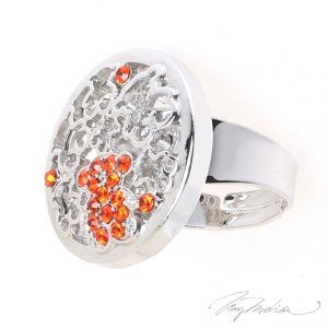 Anillo de Rodio y cristal de Swarovski Naranja OSOCIRC2 de la Colección CORONA