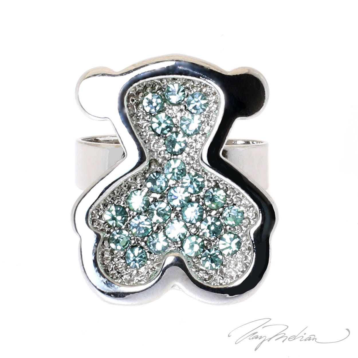 Anillo de Rodio y cristal de Swarovski Celeste OSOCRIST2 de la Colección CORONA - Imagen 3