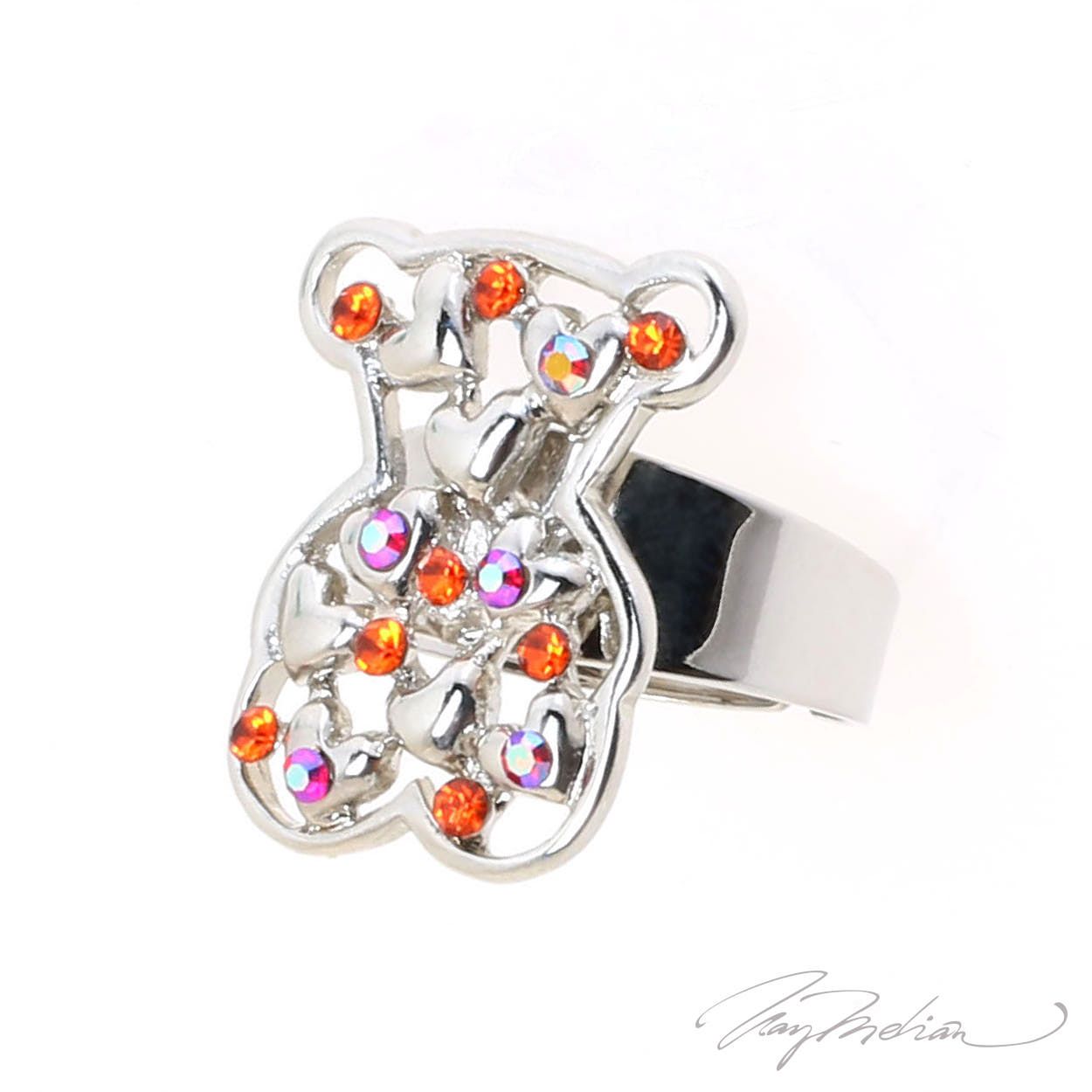 Anillo de Rodio y cristal de Swarovski Naranja OSORED de la Colección CORONA