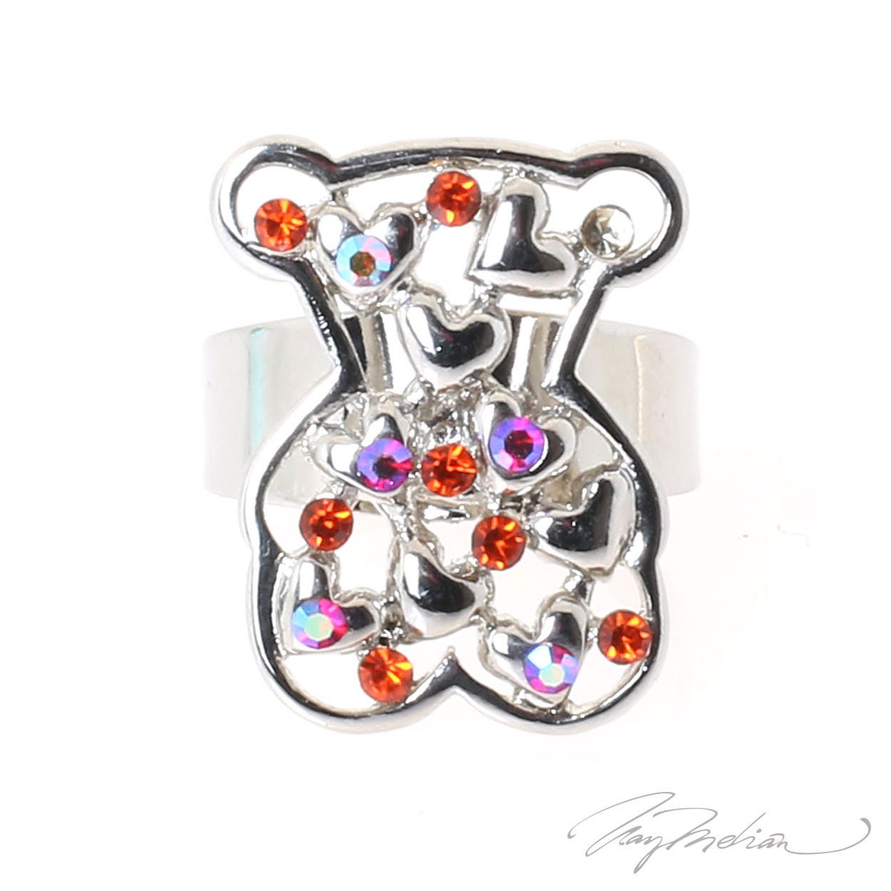 Anillo de Rodio y cristal de Swarovski Naranja OSORED de la Colección CORONA - Imagen 3