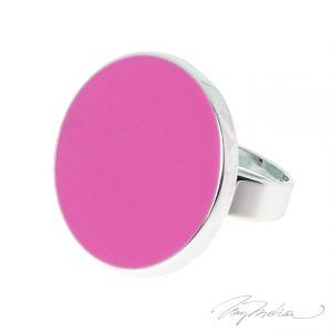 Anillo de Rodio y Esmalte Rosa CIRCES de la Colección CORONA