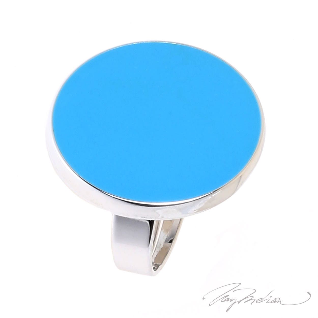 Anillo de Rodio y Esmalte Azul CIRCES de la Colección CORONA