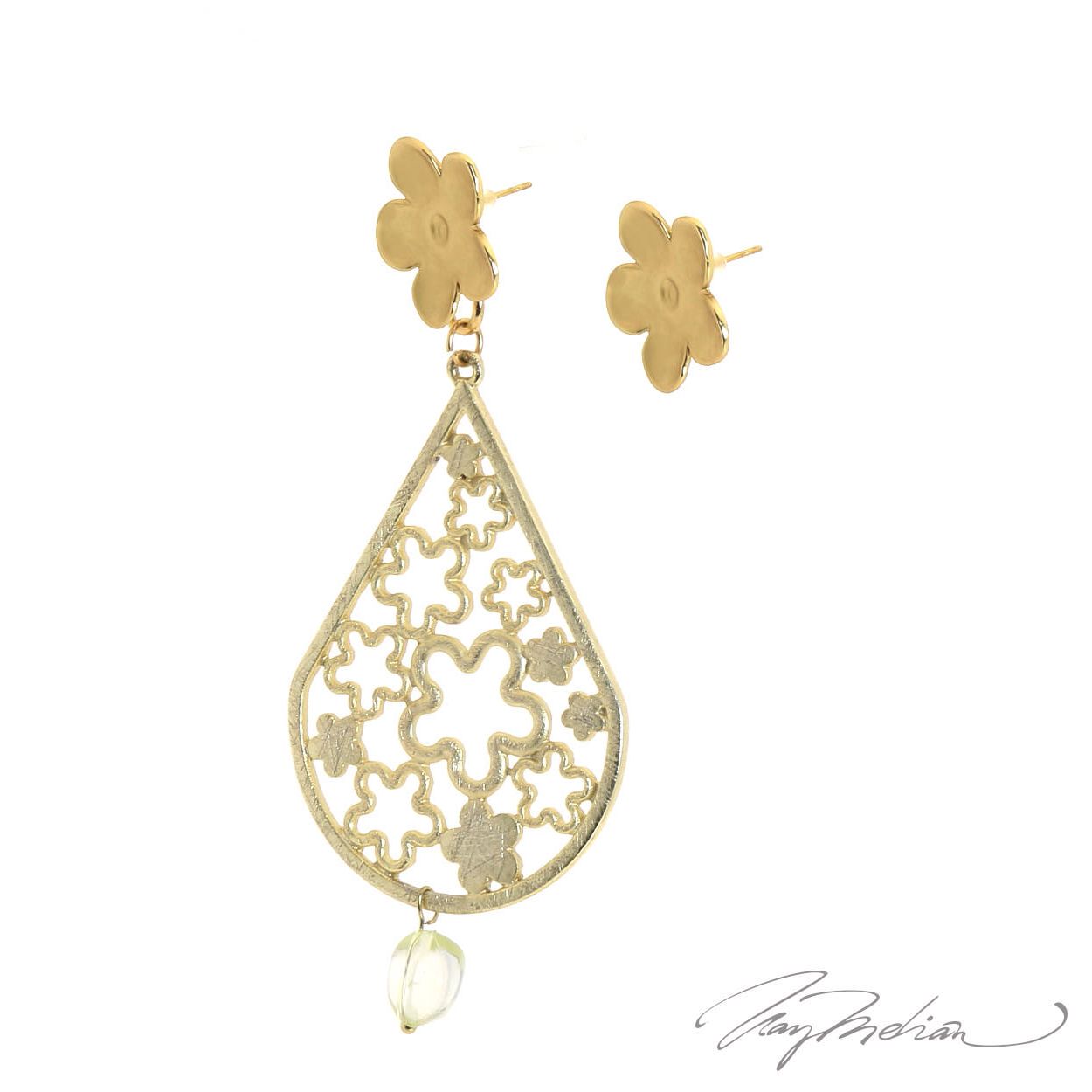 Pendientes Asimétricos Flores de Granada de la Colección Descon - Imagen 2