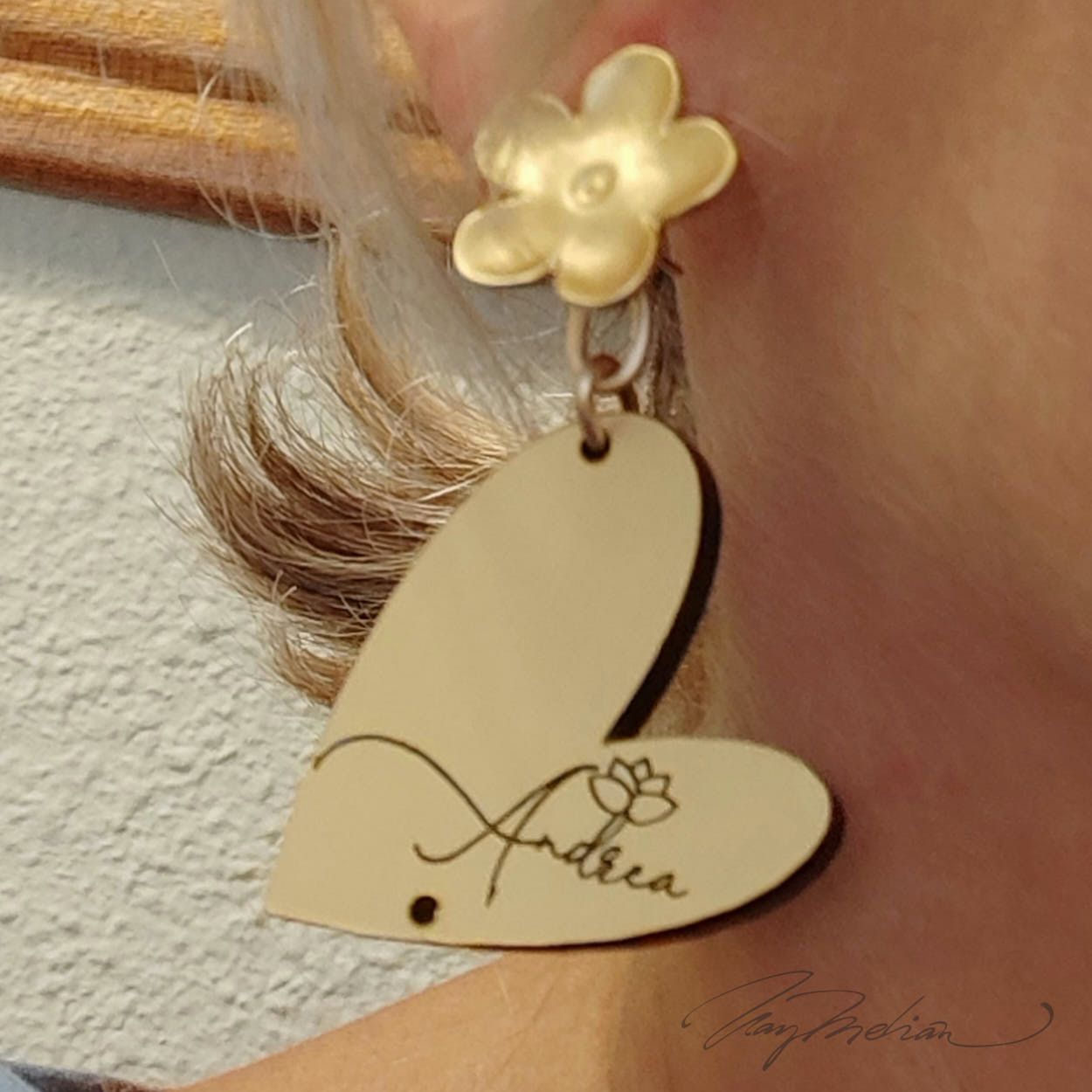 Pendientes CORAZON SAT. Personalizable - Imagen 2
