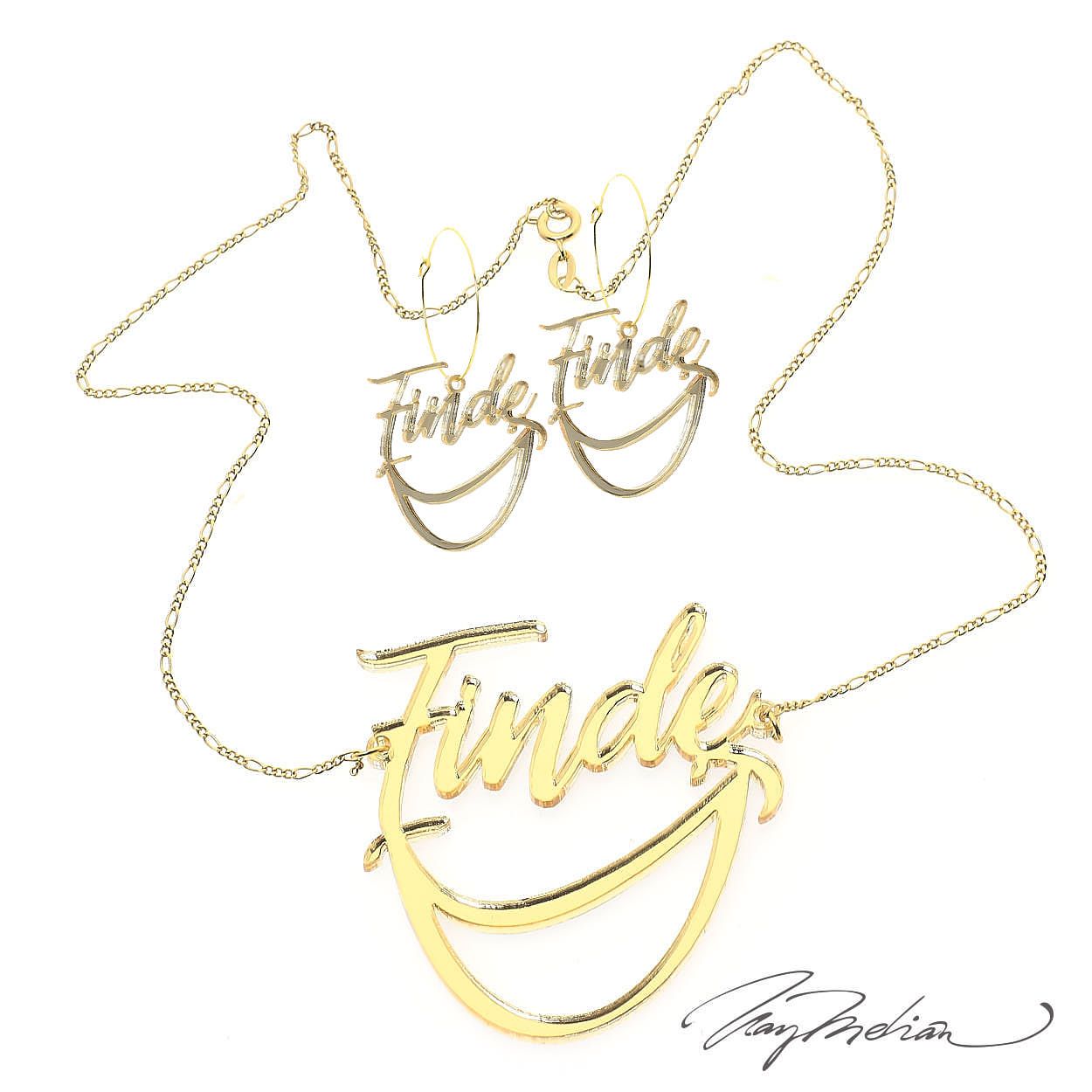 Set Collar y Pendientes FINDE personalizable de Oro Laminado