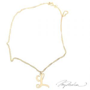 Colgante LETTERGOLD Personalizado LETRA en metacrilato con cadena oro laminado Gold Filled